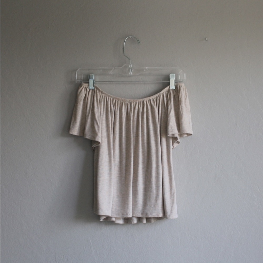 Dainty Hooligan Tan Off The Shoulder Top